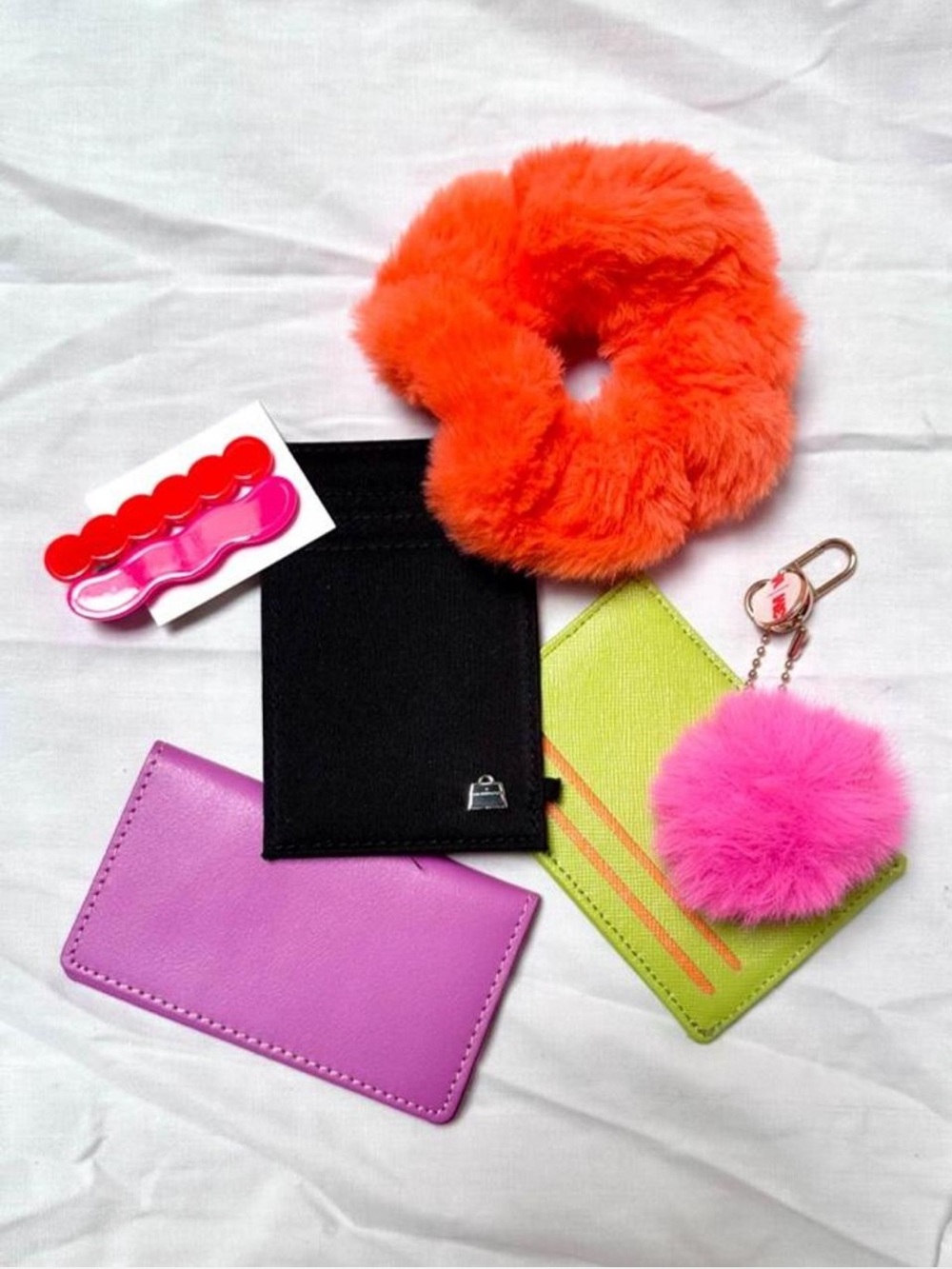 New and Unused Assortment of Hair Accessories, Card holders, Keychain